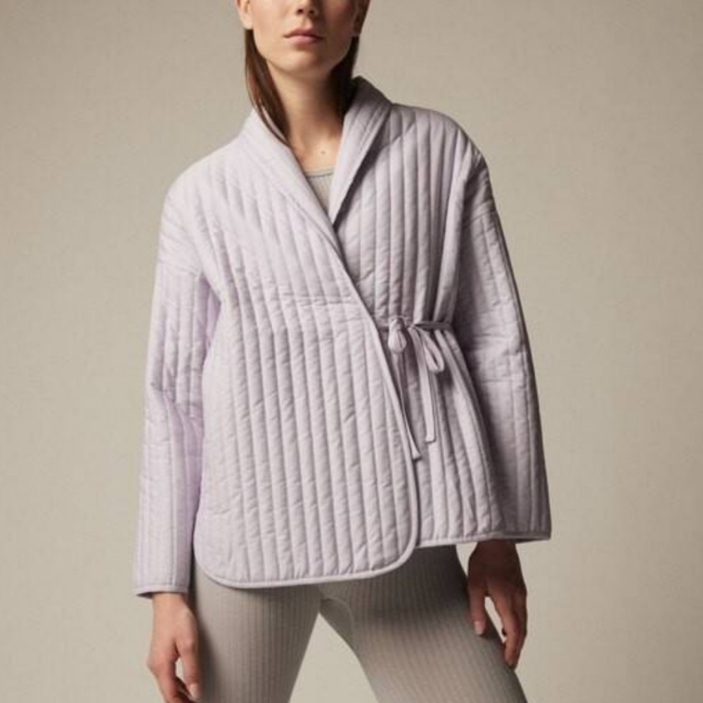 Women's Quilted Wrap Jacket - Light Gray
